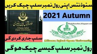 AIOU autumn 2021 roll no slip-How to download roll no slip-How to check roll no slip-aiou updates