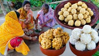 Grandma Special Naru Recipe | চিনির নারকেল নাড়ু | তিলের নাড়ু |ঝুরিভাজা লাড্ডু |