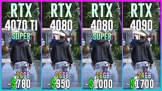 RTX 4070 TI SUPER vs RTX 4080 vs RTX 4080 SUPER vs RTX 4090 - Test in 25 Games in 2024