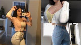 ASMR Try On Winter Clothing Haul  Pretty Little Thing, Levi's Ribcage Straight Jeans, Garage