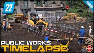  Digging Trenches For Pipeline - Construction Site ⭐ FS22 City Public Works Timelapse