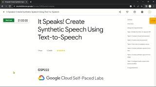 It Speaks! Create Synthetic Speech Using Text-to-Speech | GSP222 | Solution