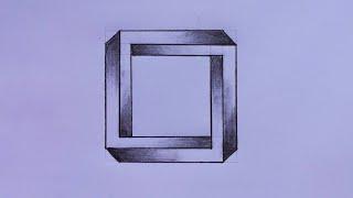 How to draw an impossible square - 3D square | Step by Step