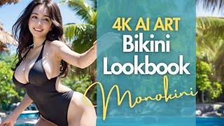 [4K] AI ART video - Japanese Model Lookbook - Swimsuit (Monokini) Collection