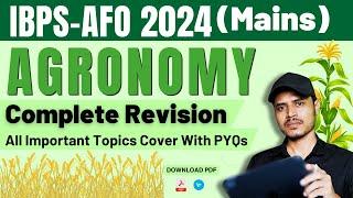 Agronomy Complete Revision in one class  IBPS-AFO(Mains) 2024 | by @agroacademylive