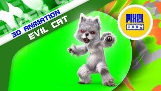 Evil Humanoid Cat Green Screen 3D Animation PixelBoom