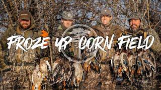 Duck Hunting- INCREDIBLE Flooded Corn Field Hunt on ICE