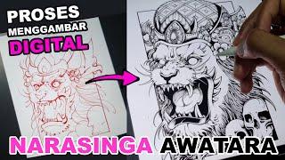 RAKA JANA : PROSES MENGGAMBAR DIGITAL " NARASINGA AWATARA" DI IPAD PRO ( PROCREATE )