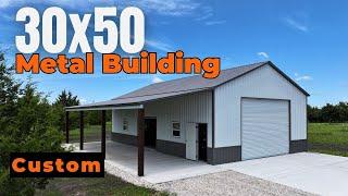 Custom Steel Building | 30x50 Metal Storage with Porch | WolfSteel Buildings