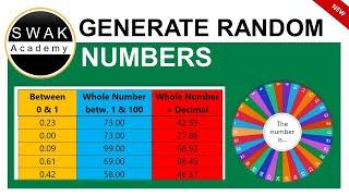  Generate random numbers - Between two ranges - with or without decimals - between 0 and 1