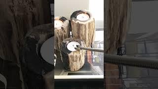 Reversible candle holders in petrified wood - Kirschon Home Decor - #shorts