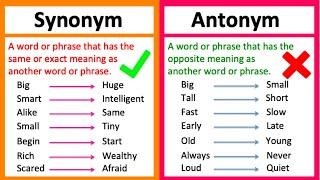 SYNONYM vs ANTONYM  | What's the difference? | Learn with examples