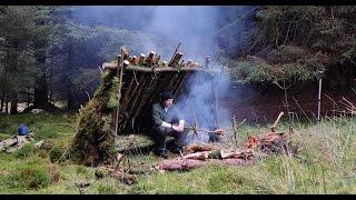 solo bushcraft shelter ,lean-to shelter solo trip one night