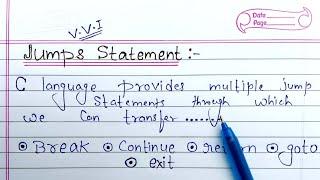 jump statement in c programming | break,continue and goto jump statement in c | jump statement