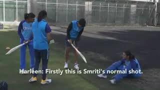 Shefali Verma Trying batting action of Smriti Mandhana | Smriti Mandhana |