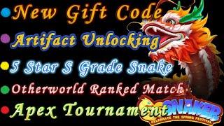 SSSnaker New Gift Code, Artifact,5 Star S Grade Snake, Apex Tournament and Otherworld Ranked Match