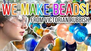 Making beautiful beads from antique glass! Recycling our mudlarking trash into treasures!