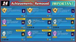 New Pubg Mobile Achievements List | 24 Achievements Removed in PUBG MOBILE