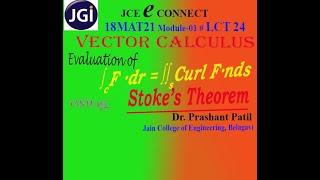 Evaluation of Stoke's Theorem | Vector Calculus | Dr Prashant Patil | 18MAT21 Module 01 LCT24