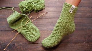 Бесшовные носки спицами – пятка треугольник  Seamless Knitted Socks - Triangle Heel