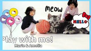 Kids Want To Play With Cat! I Marie & Amelia