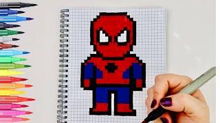 Как Нарисовать  Человека-Паука По Клеточкам ️ How To Draw Spider-Man Pixel art