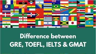 Difference between GRE, GMAT, TOEFL and IELTS.