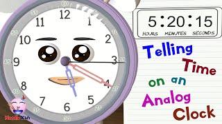 Telling Time on an Analog Clock for Kids | Noodle Kidz Educational Video