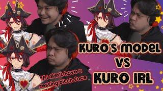 Kuro comparing his Vtuber model vs IRL face tracking