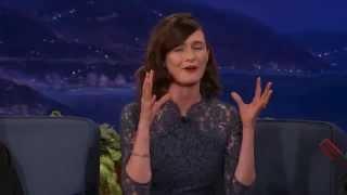 EMILY MORTIMER DISRESPECTS THE NATION OF USA @ TeamCoco.com   Disgusting  and disrespectful