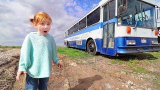 ABANDONED BUS!! Found a hidden surprise in the spacestation backyard with Adley!