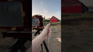 Mt Shasta and the red barn on instant film