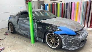 NISSAN 350Z With No Paint Wrap Guide | Hardest Body Kit Parts In Real Time
