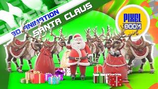 Santa Claus and his Reindeer Christmas 3D Animations PixelBoom