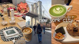 nyc vlog | what i eat in nyc, dumbo brooklyn, book cafes, matcha, new coffee spots, home good stores