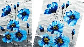 Картина для интерьера, голубые цветы. Нарисуем цветы легко. Интерьерная картина. Нарисуем васильки.