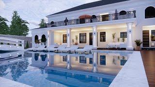 Beautiful 6 bedroom mansion design with swimming pool