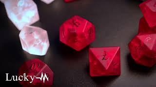 Lucky-M Manmade Crystal Dnd Dice Set, Frosted Surface & Lightning Textures