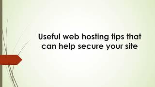 Web Hosting Security Tips