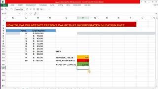 HOW TO CALCULATE NET PRESENT VALUE THAT INCORPORATES INFLATION RATE