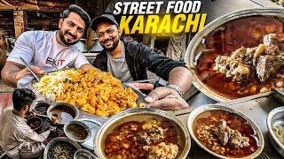 Karachi Street Food Nashta Javed Nihari, Dhumthal ki HalwaPori And Prawn Biryani in Karachi Pakistan