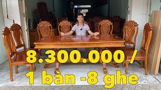 Bàn ăn 8 ghế giá rẻ nhất thị trường - bàn ăn chữ nhật