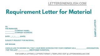 Requirement Letter for Material - Sample Letter to Manager Stating Requirement of Material