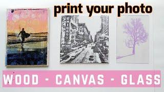 How to print your own photos on wood, canvas and glass!  Gel plate photo transfer technique