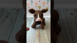 Plush bull terrier puppy toy, crochet cute stuffed dog animal doll, lover pet gift