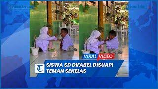 Momen Haru Siswa SD Difabel Disuapi Teman Sekelas, Cita-cita Jadi Guru