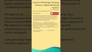 Email to HR Manager Showing Interest in Digital Marketing Position