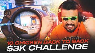 $3000 CHALLENGE - 10 CHICKEN DINNERS IN A ROW - PUBG MOBILE - FM RADIO GAMING