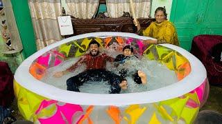 We made secret swimming pool in our room  || pora room kharab ho gaya  || Dado se bht mar pari 