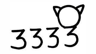 How to draw Cat With 3333 Number step by step for beginners